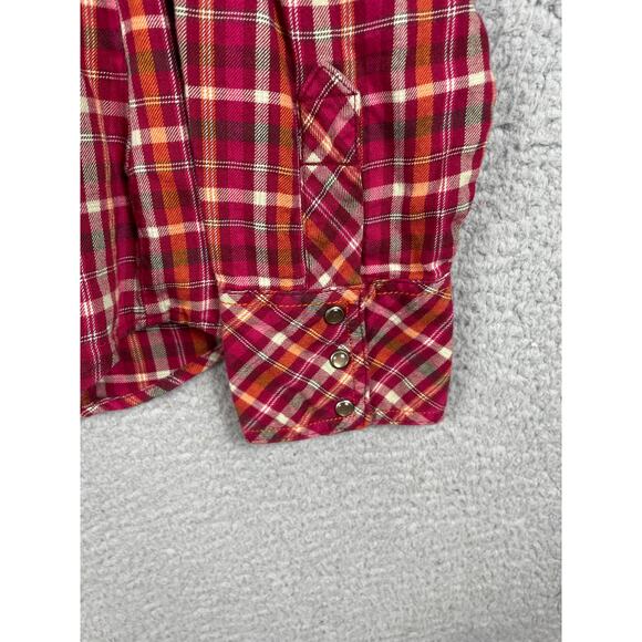 Columbia Womens Size M Pink Orange Long Sleeve Button Snap Shirt - Picture 9 of 12